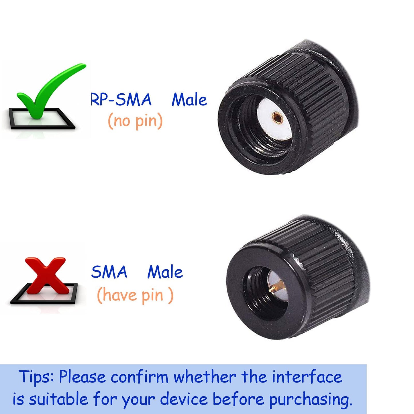 Bingfu Dual Band WiFi 2.4GHz 5GHz 5.8GHz 3dBi MIMO RP-SMA Male Bluetooth Antenna (2-Pack) for PC Computer WiFi Router Wireless Network Card USB