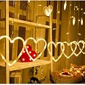 Efunly Valentines Day Decor Lights,138 LED 12-Heart-Shaped String Lights Waterproof,8 Modes Connetable 29V Plug in Curtain Lights for Kids Bedroom
