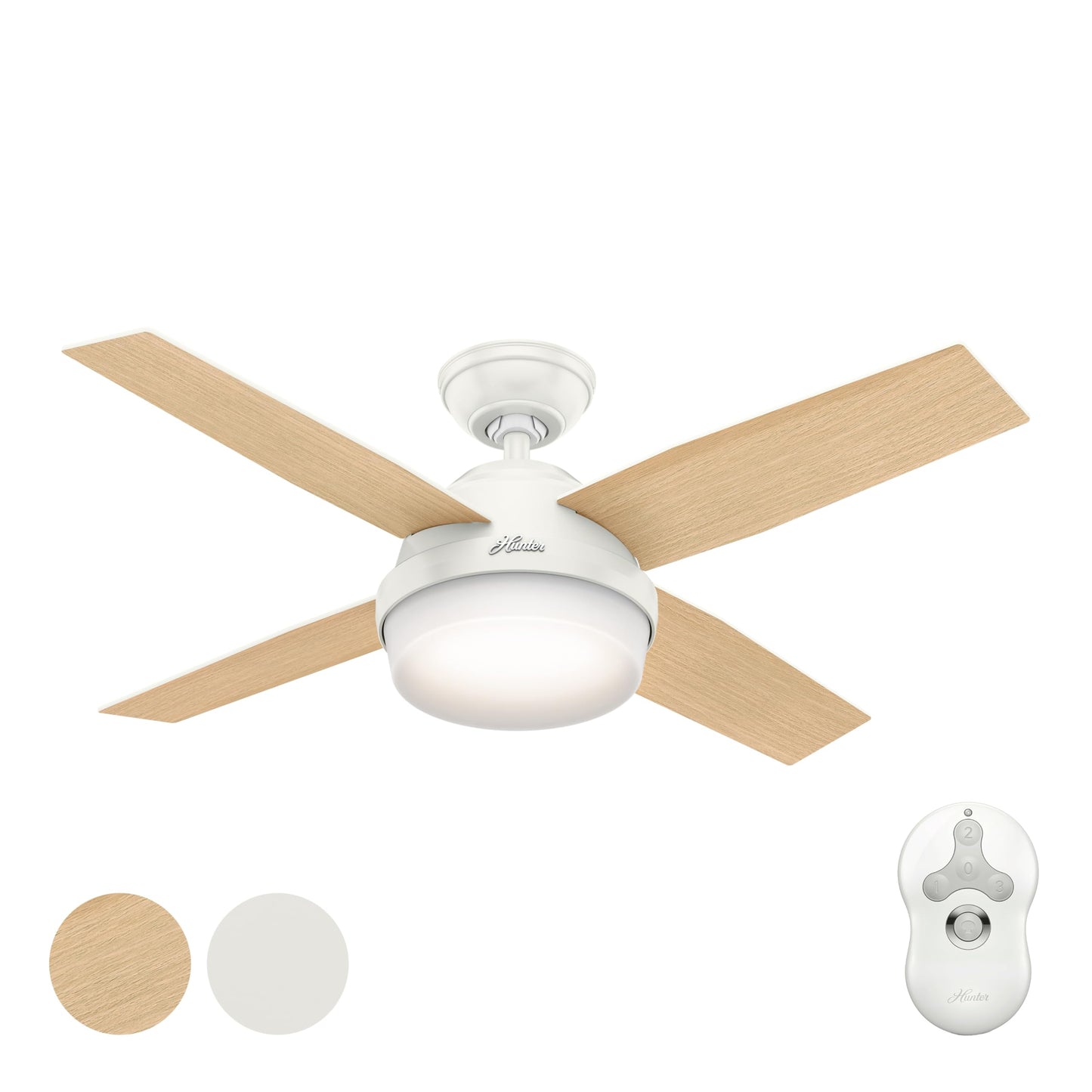 Hunter Fan 44 inch Contemporary Ceiling Fan with LED light kit and Remote Control included (Renewed)