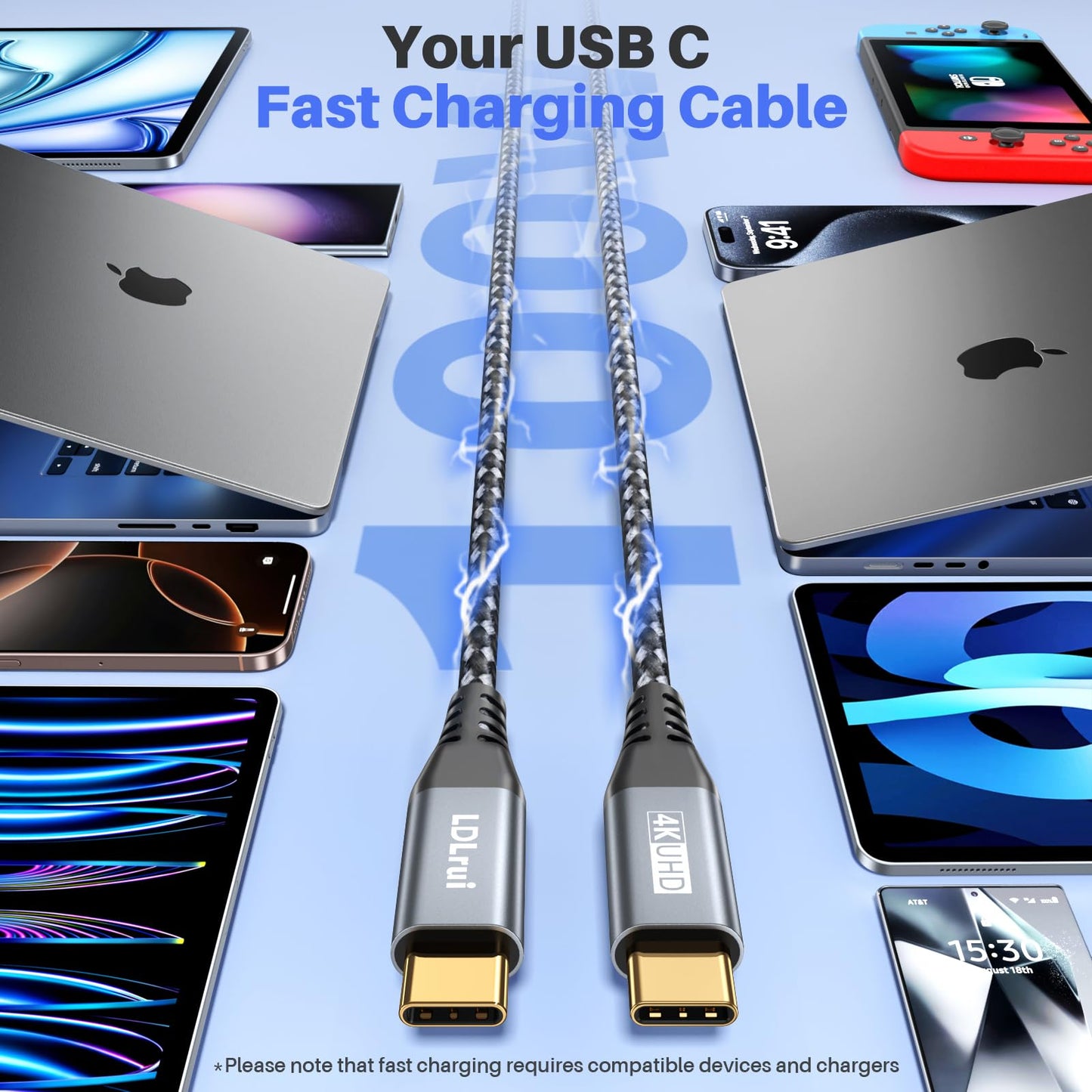 USB C Cable [3FT, 2-Pack] 20Gbps High-Speed Data Transfer, 4K UHD USB C Monitor Display, USB 3.2 Gen 2x2, 100W Fast Charging Cord for iPhone 17/16
