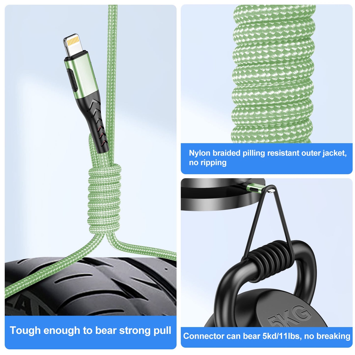 Durcord iPhone Charger, [MFi Certified] 3Pack 10FT USB A Cable for Long Lightning Charger Cable, Fast iPhone Charging Cord for iPhone Xs…