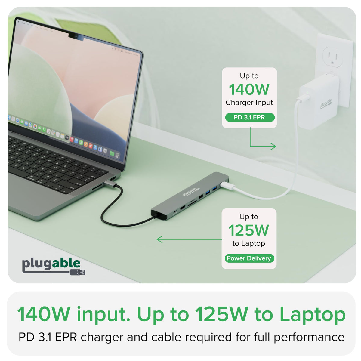 Plugable USB C Hub Multiport Adapter: 9-in-1 with 140W PD Charging
