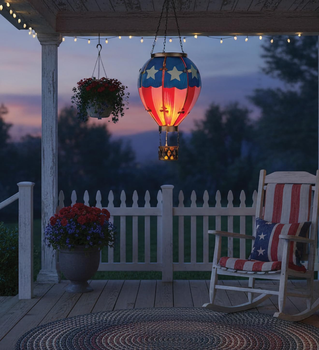 Regal Art & Gift Hot Air Balloon Solar Lantern - Hanging Solar-Powered LED Lights, Waterproof Portable Decorative Outdoor Lamp Made of Metal & Glass