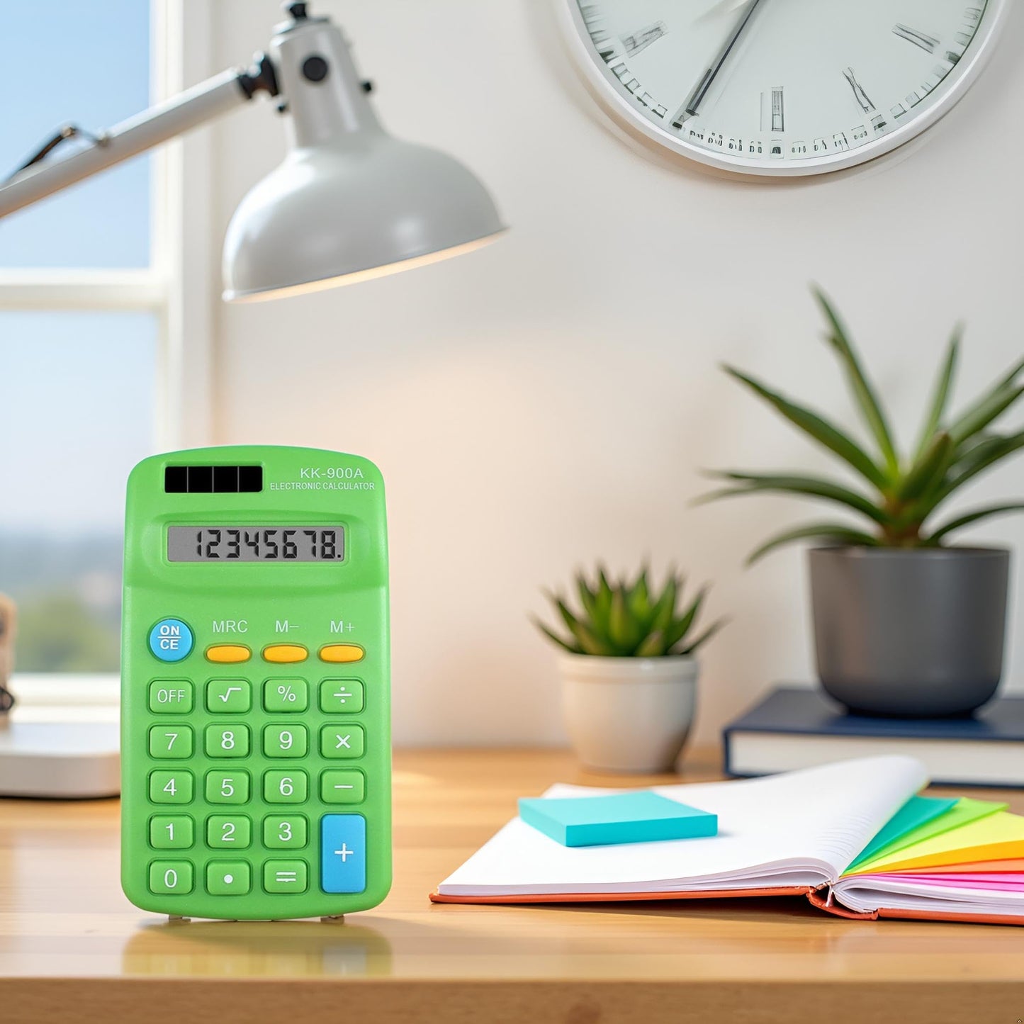 Green Mini Calculator 8 Digits with LED Large Screen Big Button, Pocket Calculator for Office, Home, School Office Electronics Easy to Carry