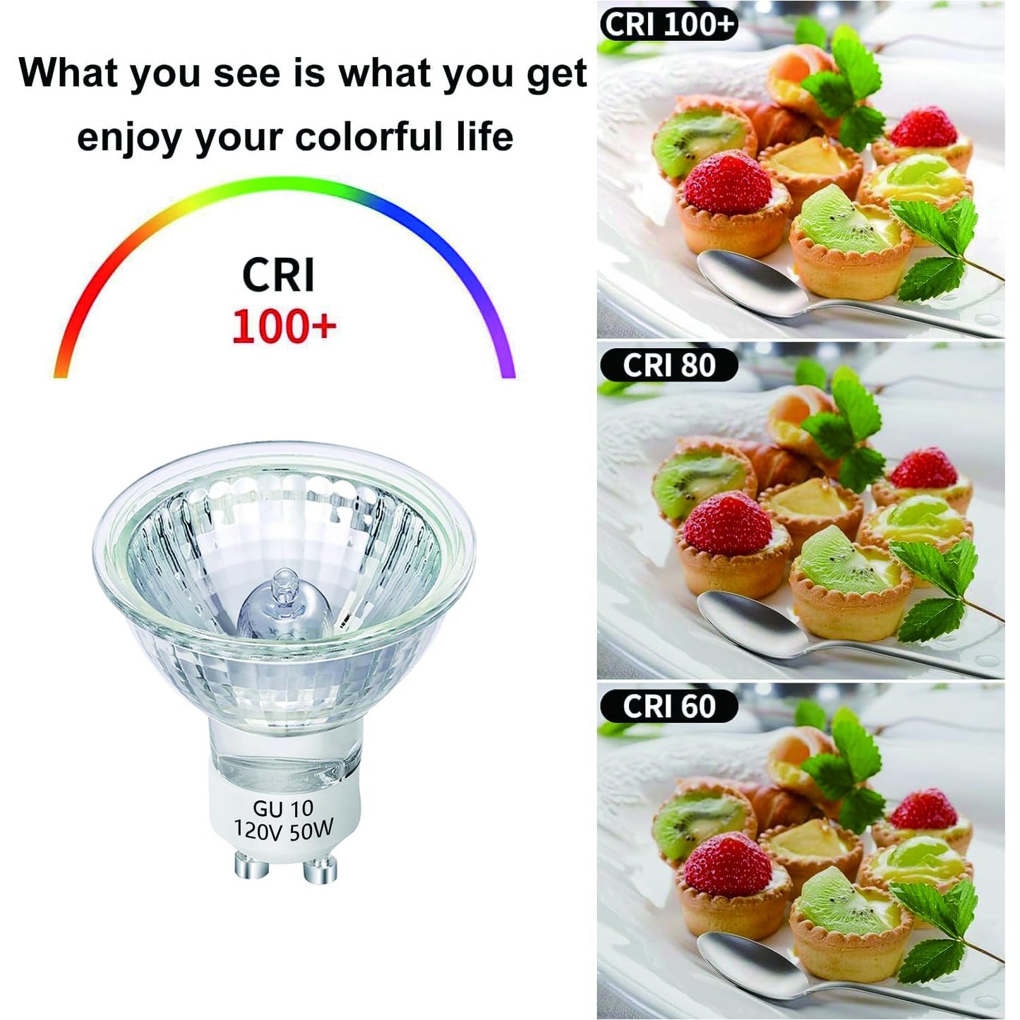 RYVOSTH GU10 Halogen Bulb, 120V 50W Halogen Light Bulbs with Glass Cover for Candle Warmer, MR16 GU10+C 2700K Warm White Dimmable Recessed Track