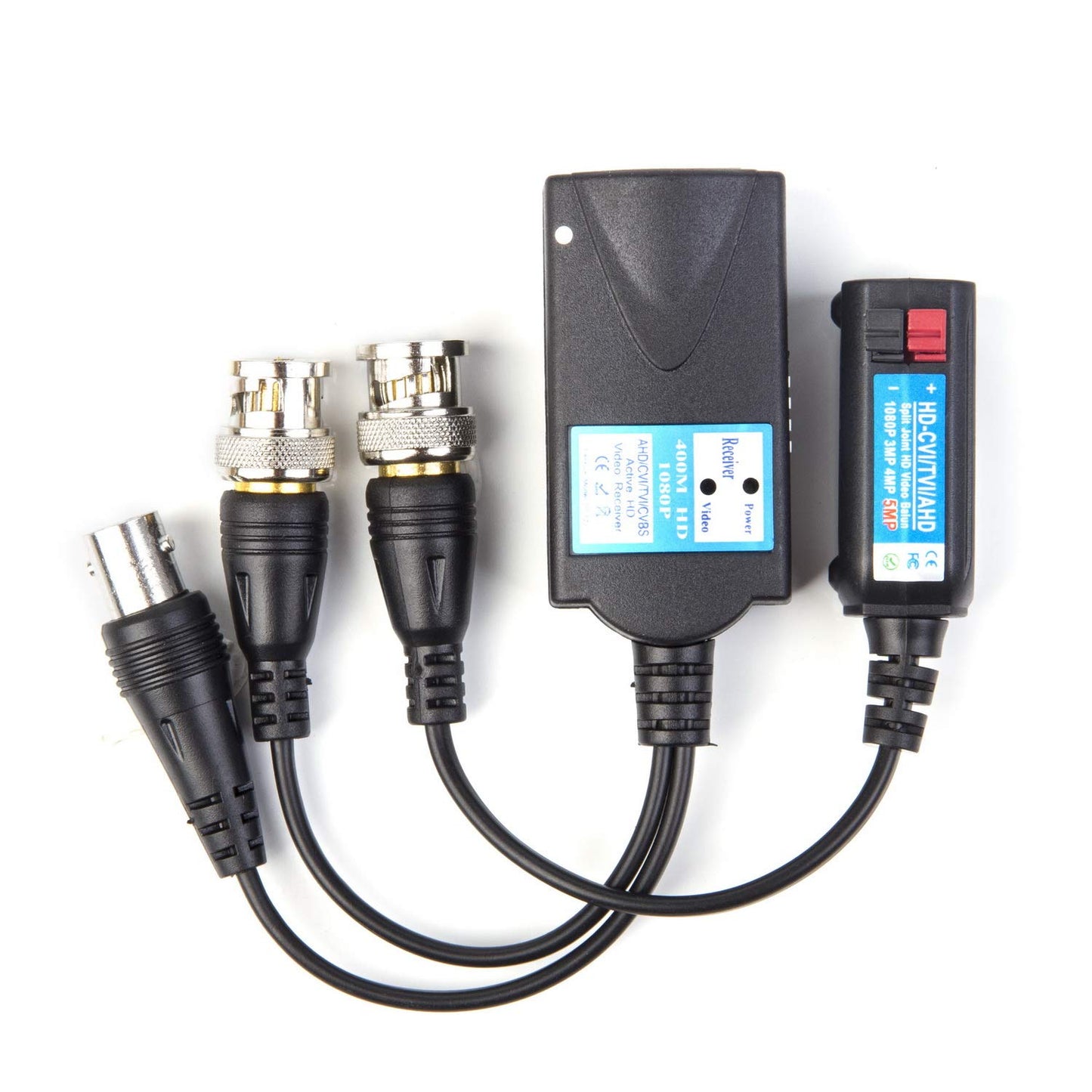 Lapetus Mini CCTV BNC HD CVI/TVI/AHD/CVBS HD Active Video Balun Receiver Power Connector (1080P 400M) 5MP HD-CVI/TVI/AHD Video Balun Transmitter 1