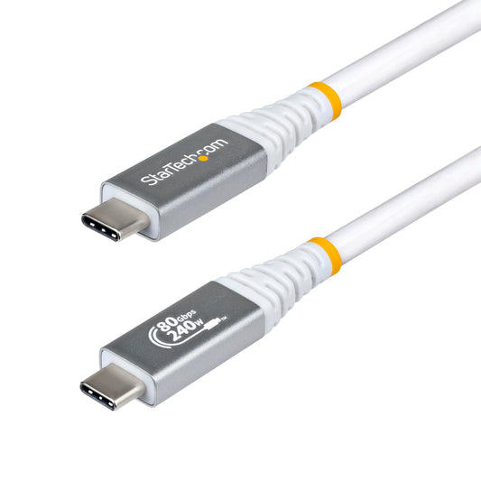 StarTech 3ft/91cm USB-C to USB-C USB4 Cable, 80Gbps, 240W PD, 8K, White