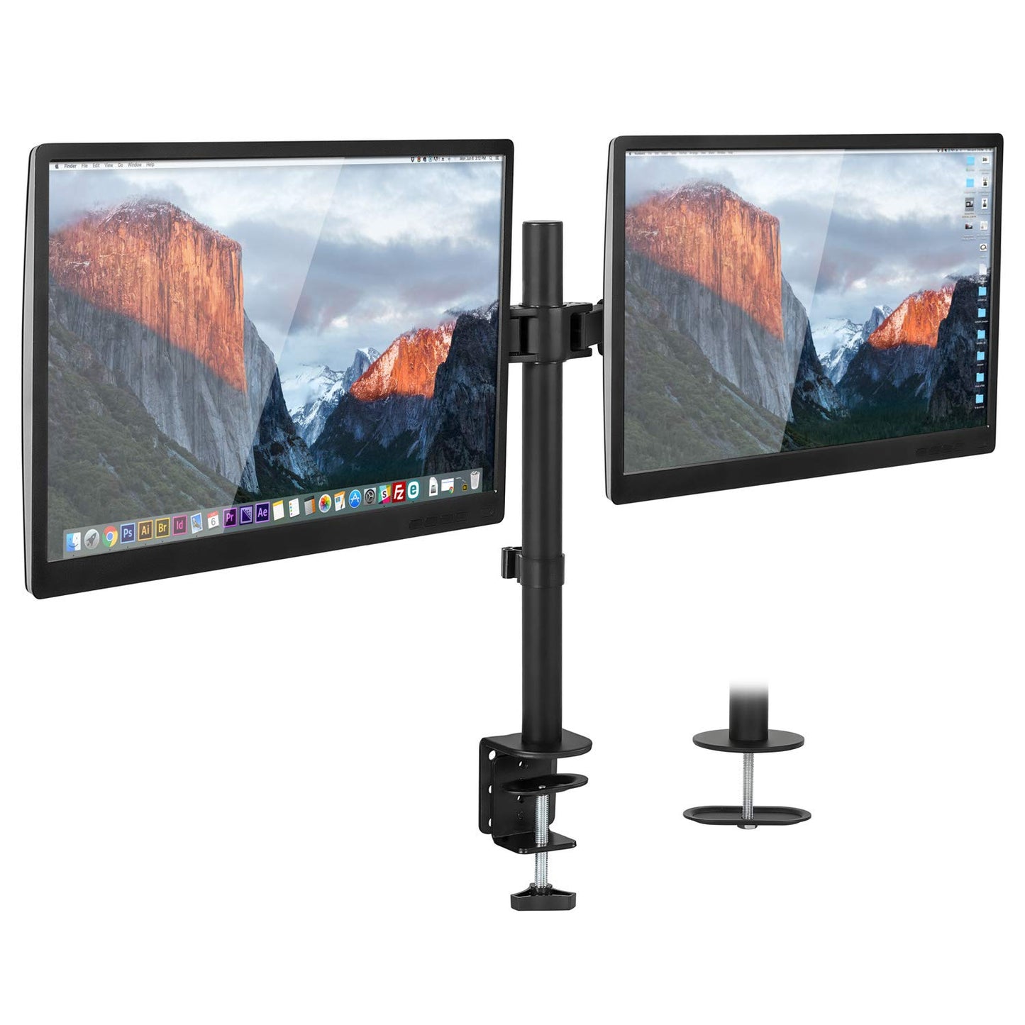 Mount-It! Dual Monitor Mount | Double Monitor Desk Stand | Two Heavy Duty Full Motion Adjustable Arms Fit 2 Computer Screens 17 19 20 21 22 24 27 Inch