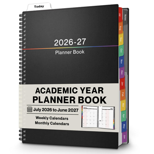 Dunwell Planner 2026-2027 8.5x11, July 2026 to June 2027, Weekly and Monthly Academic Year Planner Calendar, Flexible Cover, Wirebound, Laminated Tabs