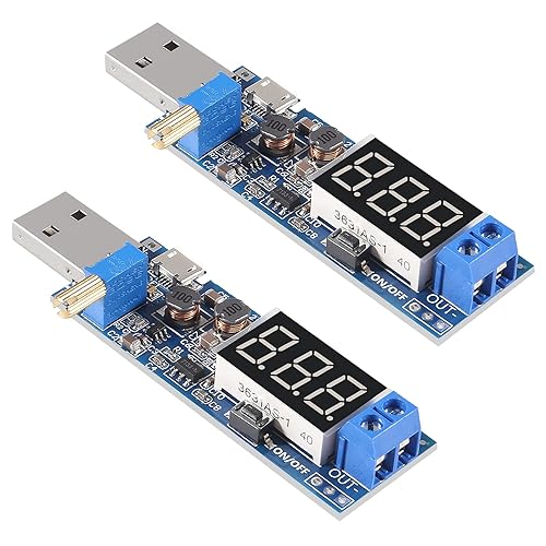 2PCS USB Step UP/Down Power Supply Module, Adjustable DC-DC 5V to 3.5V / 12V Boost Buck Converter Out 1.2V-24V