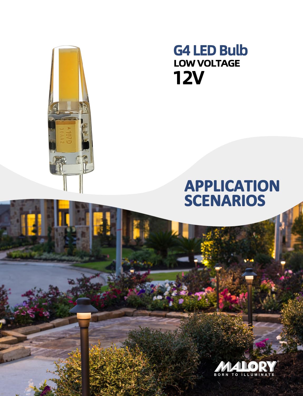 MALORY G4 LED Landscape Light Bulbs, 2W JC Bi-Pin, 12V, 4-Pack