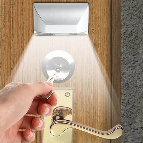 QNYSOCA Smart Keyhole Light, Motion Sensor LED Night Light for Door Locks, Stairways & Hallways, Easy Peel-and-Stick Installation (Silver)