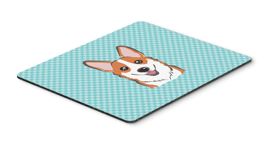 Caroline's Treasures BB1192MP Checkerboard Blue Corgi Mouse Pad, Hot Pad or Trivet for Home Office Gaming Working Computers Laptop Mouse Mat,Washable