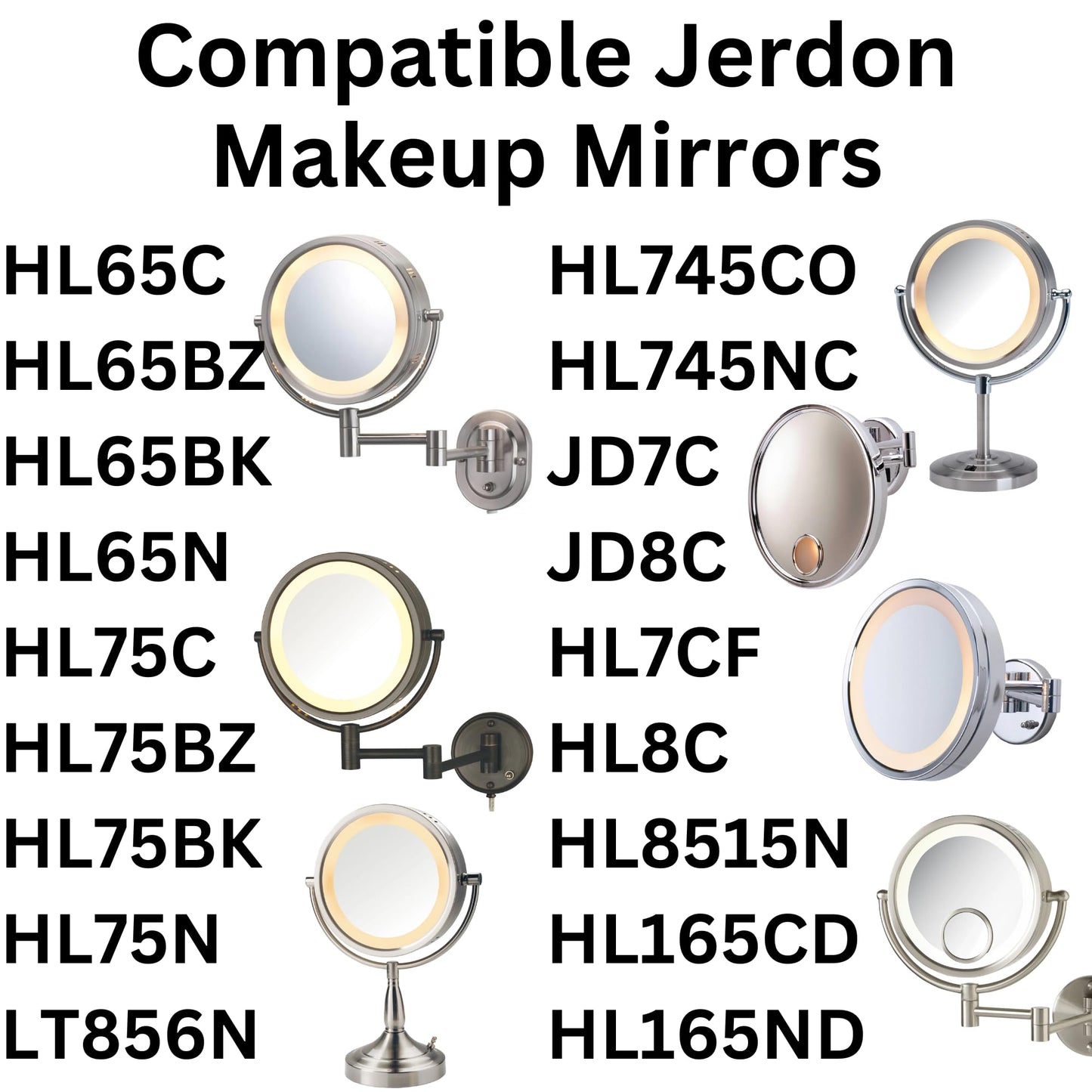 JERDON LED Mirror Replacement Bulbs - 3000K & 6000K, 2 Pack - JLB3060