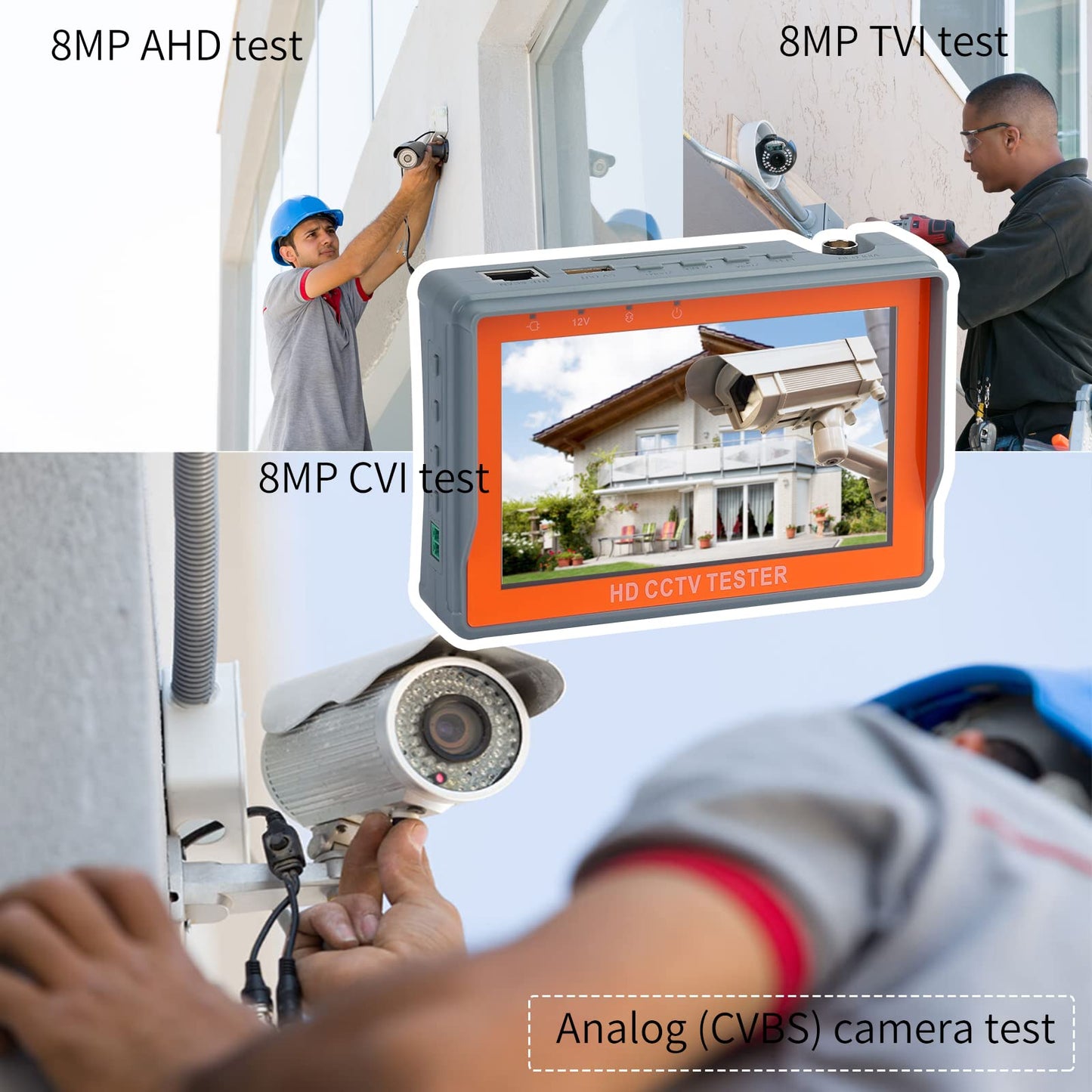 CCTV Camera Tester Monitor IV5 5inch 8MP AHD TVI CVI CVBS Portable CCTV Testing PTZ