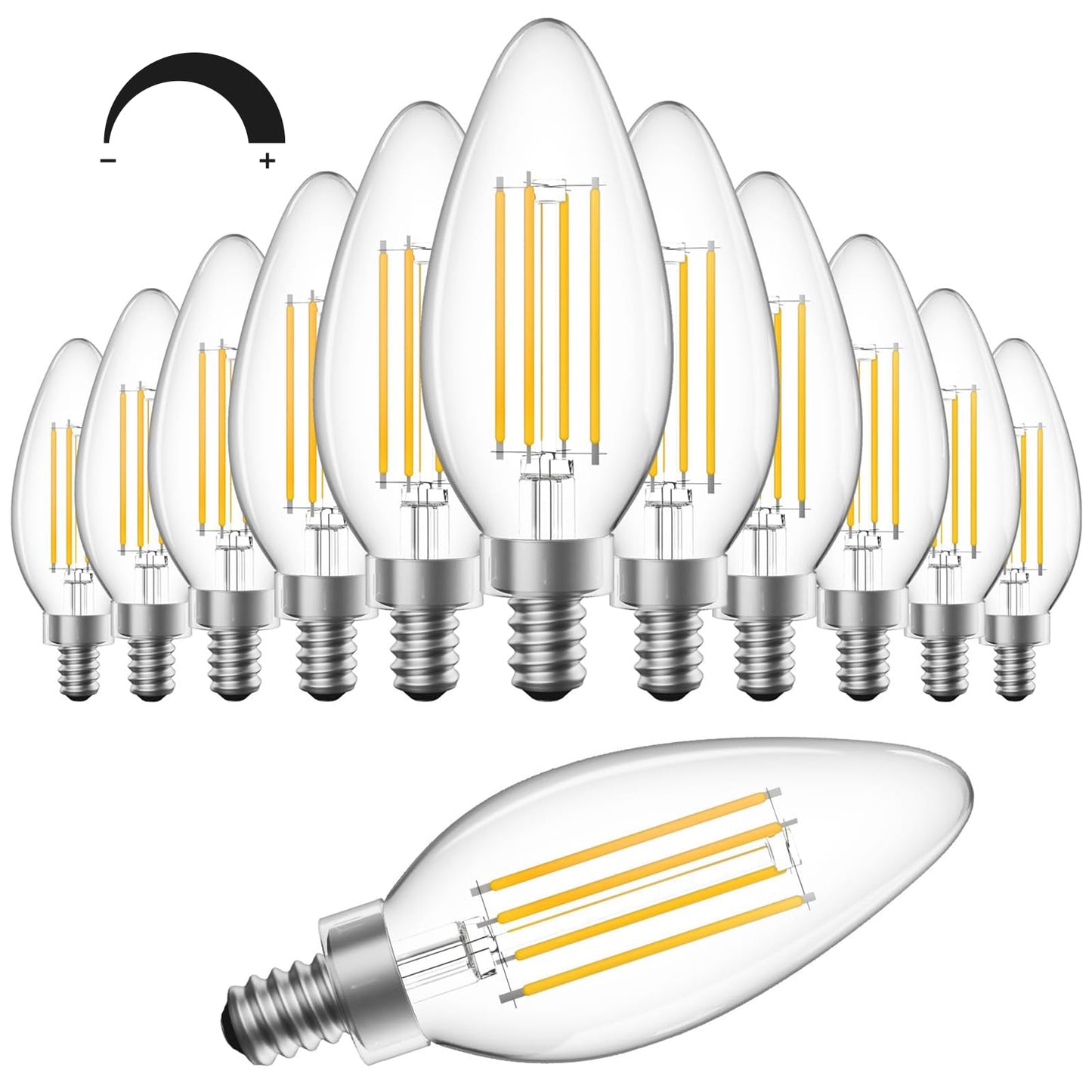 SHINESTAR Dimmable E12 Candelabra LED Light Bulbs, 60W Equivalent, 5.5W B11 Vintage Chandelier Light Bulbs, 2700K Warm White, Filament Clear Glass