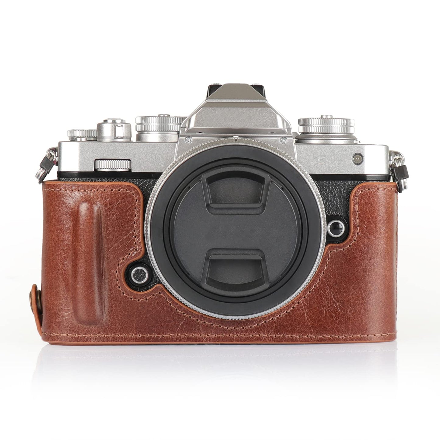 MegaGear MG2016 Ever Ready Genuine Leather Camera Half Case Compatible with Nikon Z fc (Brown)