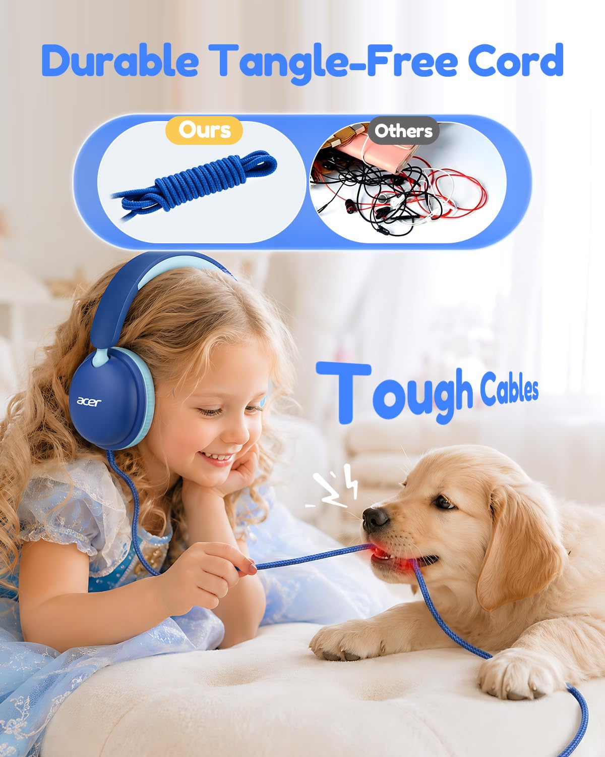 Acer OHW355 Kids Headphones with Cord for School,Over Ear Wired Headphones