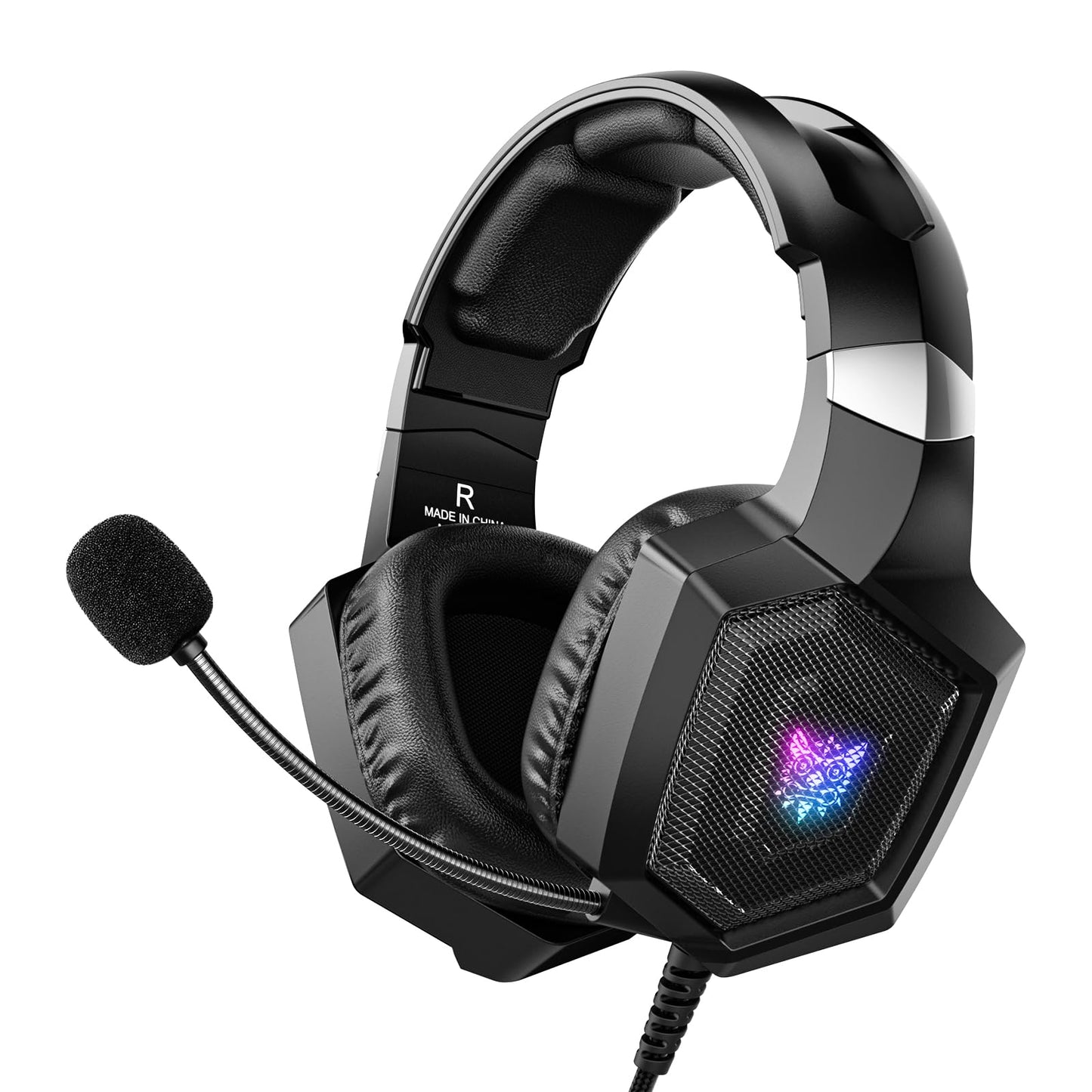 Gaming Headset with Microphone, Gaming Headphones Compatible for PS4 PS5 Xbox PC with RGB Lights, PlayStation Headset with Noise Reduction 7.1