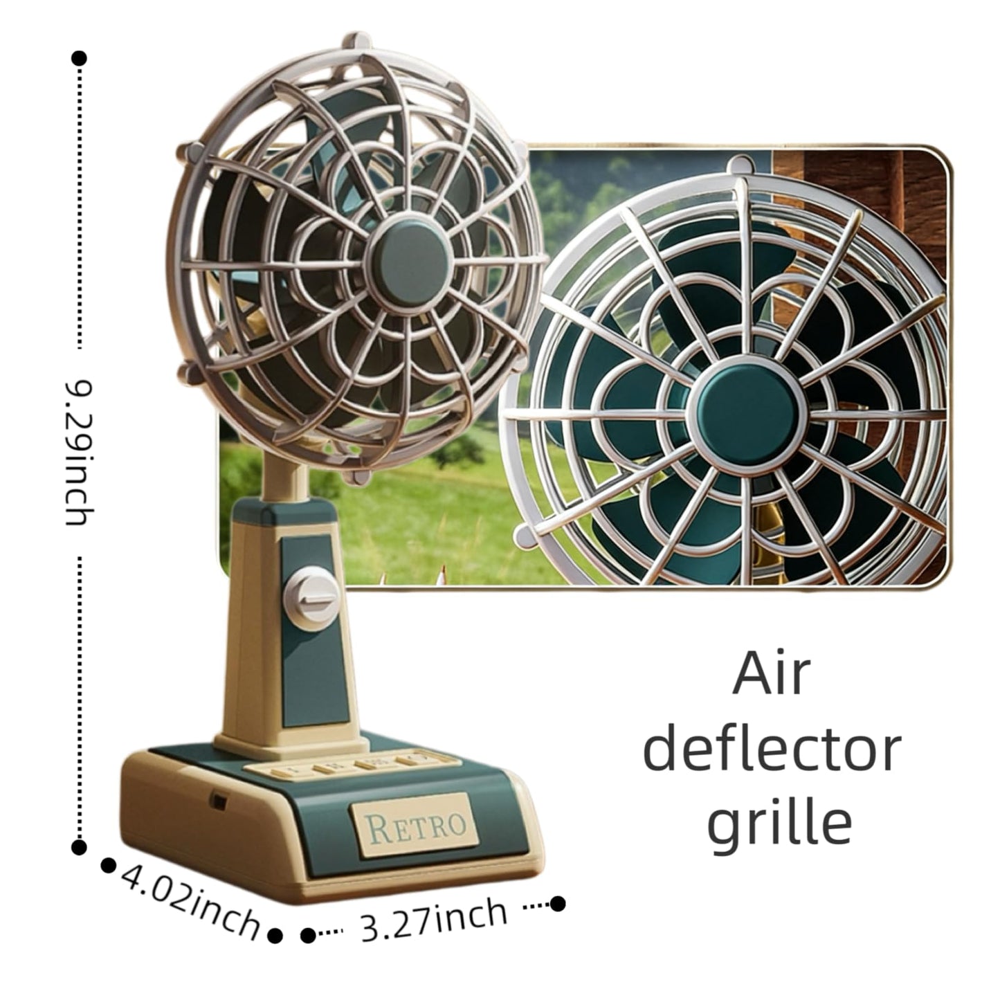 DOGSAYEN Retro Handheld Desktop Mini Fan, Quiet Small Table Fan for Bedroom Nightstand, Portable and Rechargeable (Green)