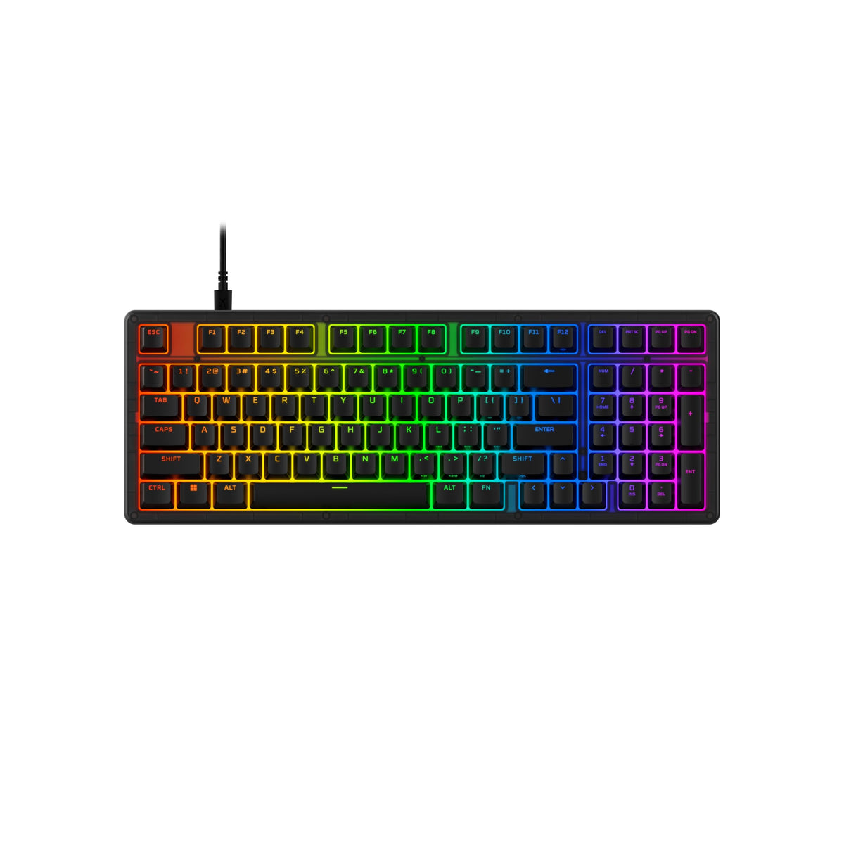 HyperX Eve 1800 - Gaming Keyboard, 1800 Form Factor,10 Zone Customizable RGB Lighting, Built-in Media Buttons, Membrane Switches, - Black