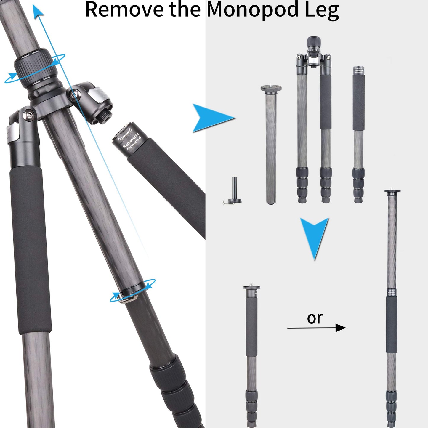 Carbon Fiber Tripod-INNOREL RT75C Without Ballhead Super Professional Tripod Monopod Heavy Duty Compact Stand Support for Digital DSLR Camera Travel