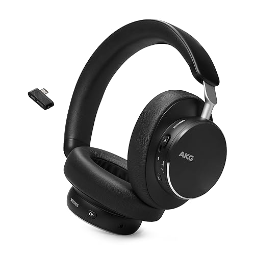 AKG N9 Hybrid - Wireless Over-Ear Noise Cancelling Headphones, 2.4GHz USB-C dongle and BT, Hi-Res Quality AKG Sound, True Adaptive Noise Cancelling…