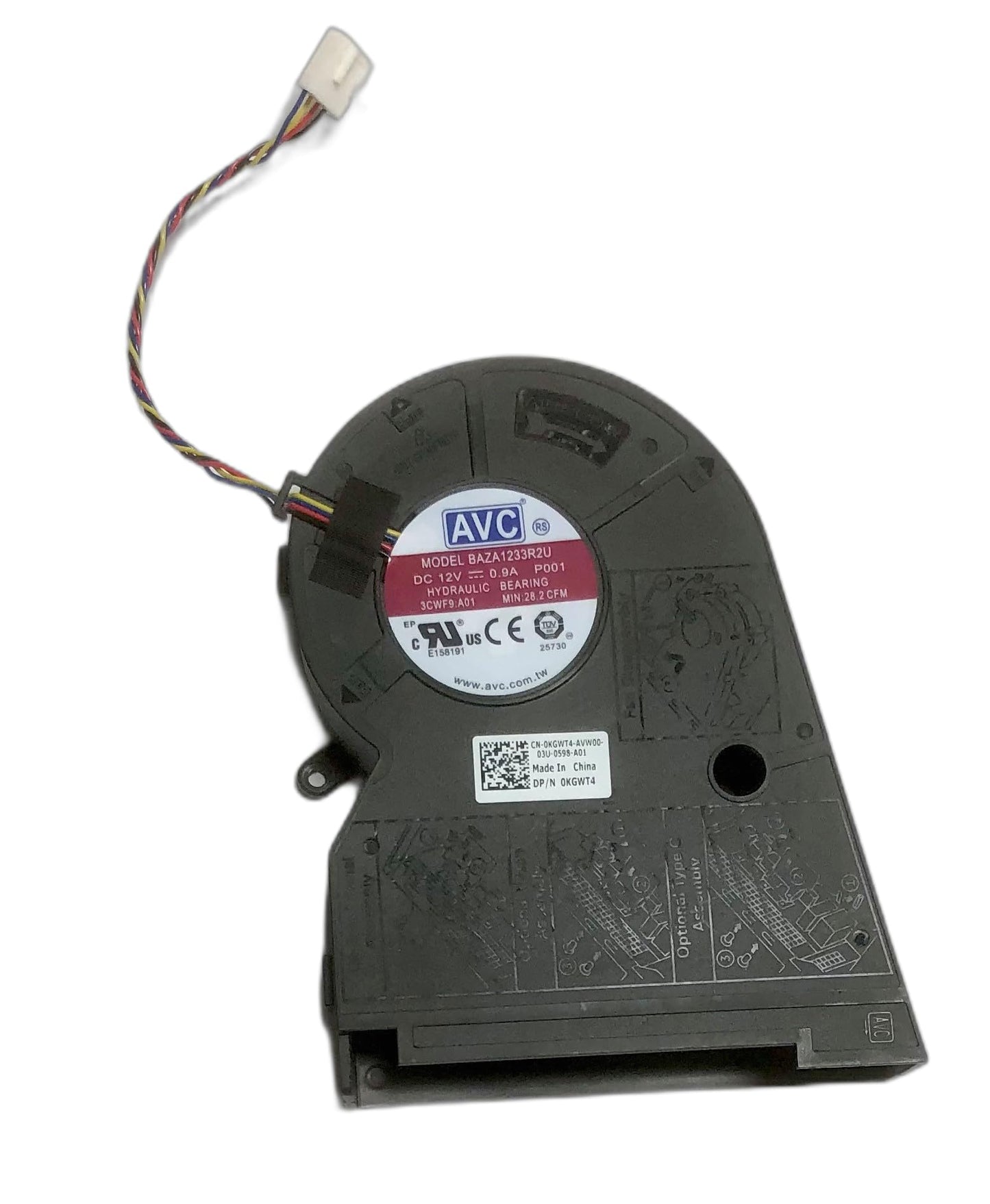BAZA1233R2U P001 12V AVC Fan 12V 0.9A 3CWF9: X02 All-in-one Chassis Cooling Fan