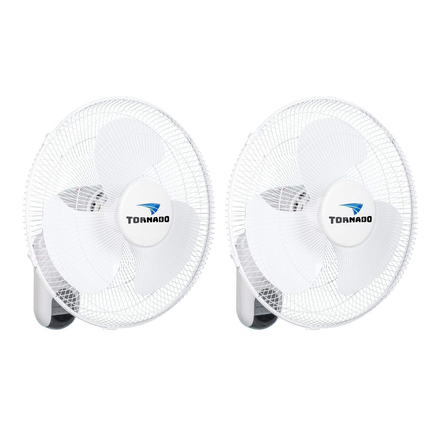 Tornado 2 Pack 16" 3-Speed Oscillating Wall Mount Fan with Remote Control, Timer and Adjustable Tilt, Ideal for Home, Bedroom & Office, UL Safety