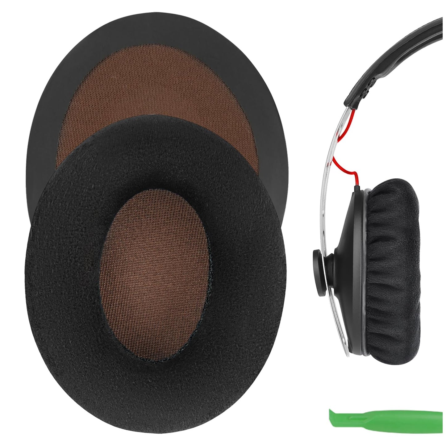 Geekria Comfort Velour Replacement Ear Pads for Sennheiser Momentum On-Ear, HD1 On-Ear Headphones, Repair Parts with Video Guide (Black Velvet)