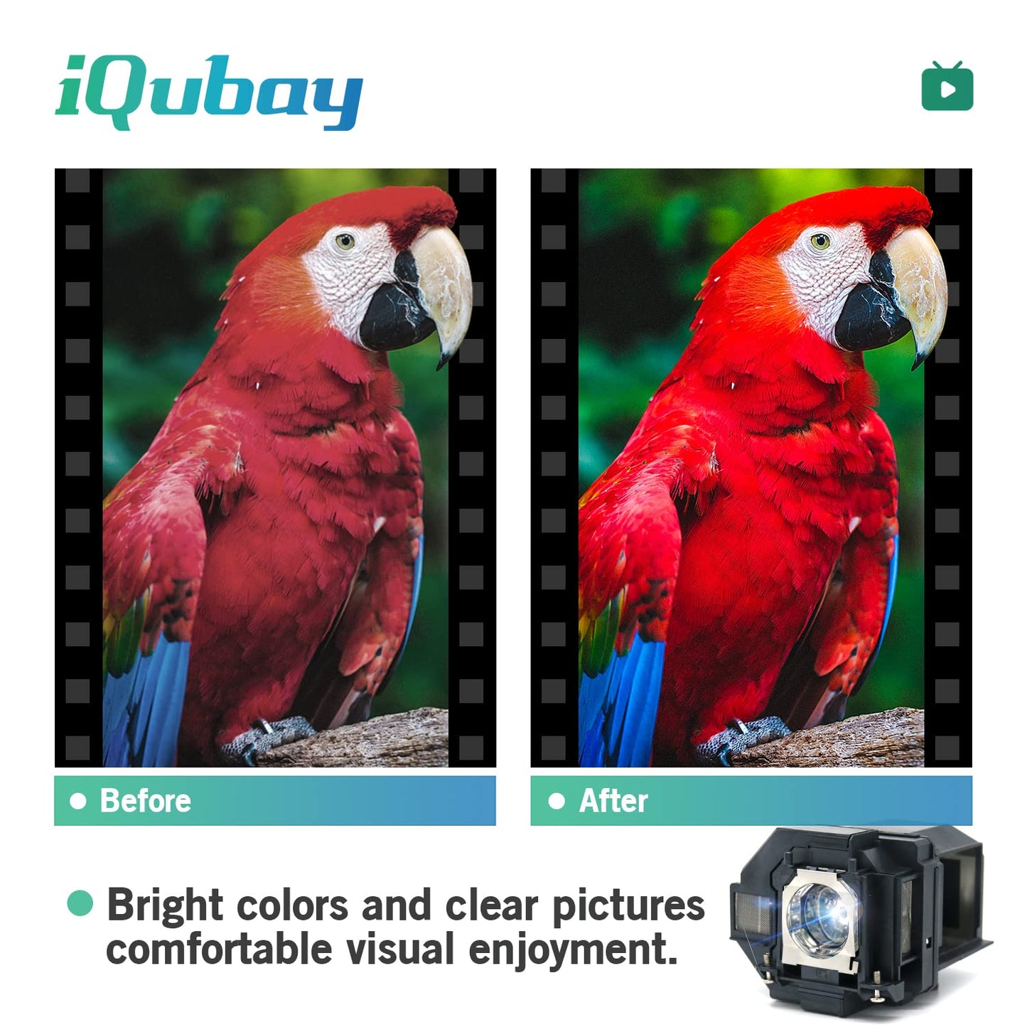 iQubay ELPLP96 V13H010L96 Replacement Projector Lamp Bulb for Epson Powerlite Home Cinema 2100 2150 1060 660 760HD VS250 VS355 VS350 EX9210 EX9220