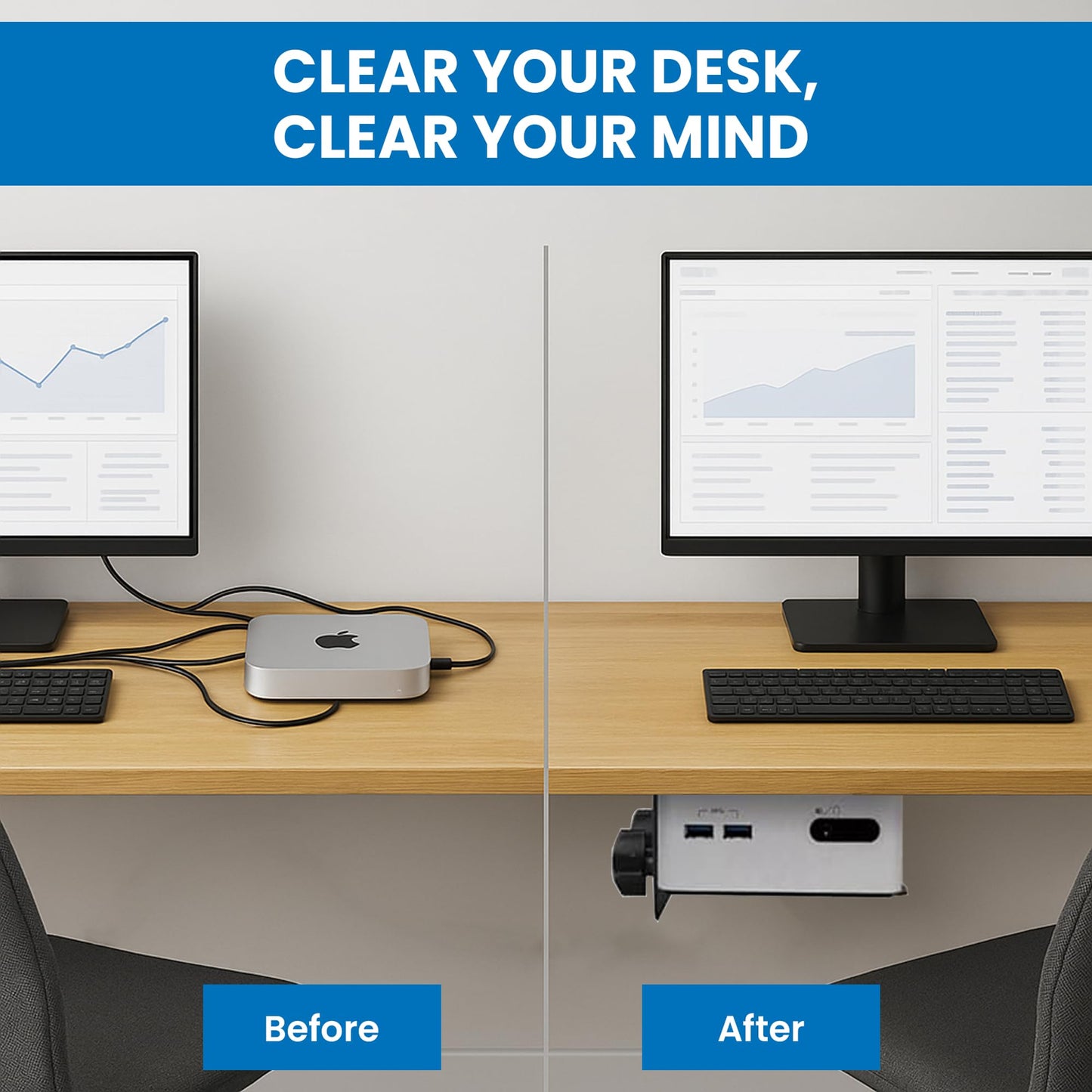 Mount-It! Adjustable Thin Client Mini PC Mount - Under Desk, Wall, Pole, or VESA Monitor Stand - Fits Mac mini, Small CPUs, Thin Clients, Docking