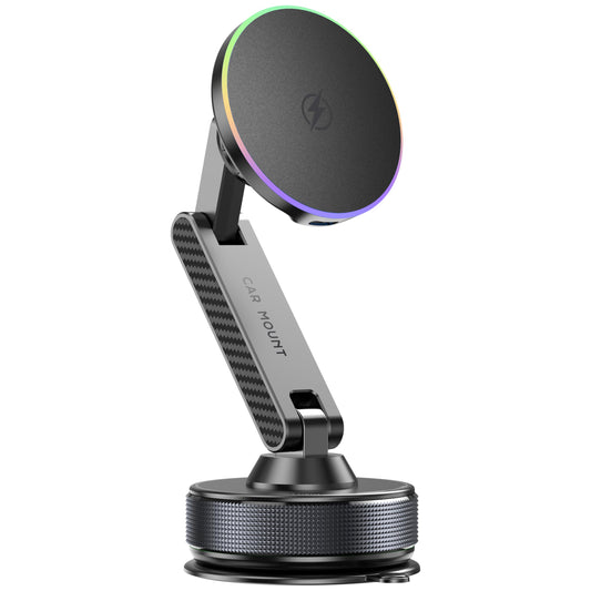 YLBV 15W Magsafe Car Phone Mount Charger,Vacuum Car Phone Holder Charger,360° Adjustable Magnetic Cell Phone Holders for Car,Wireless Charging Mount