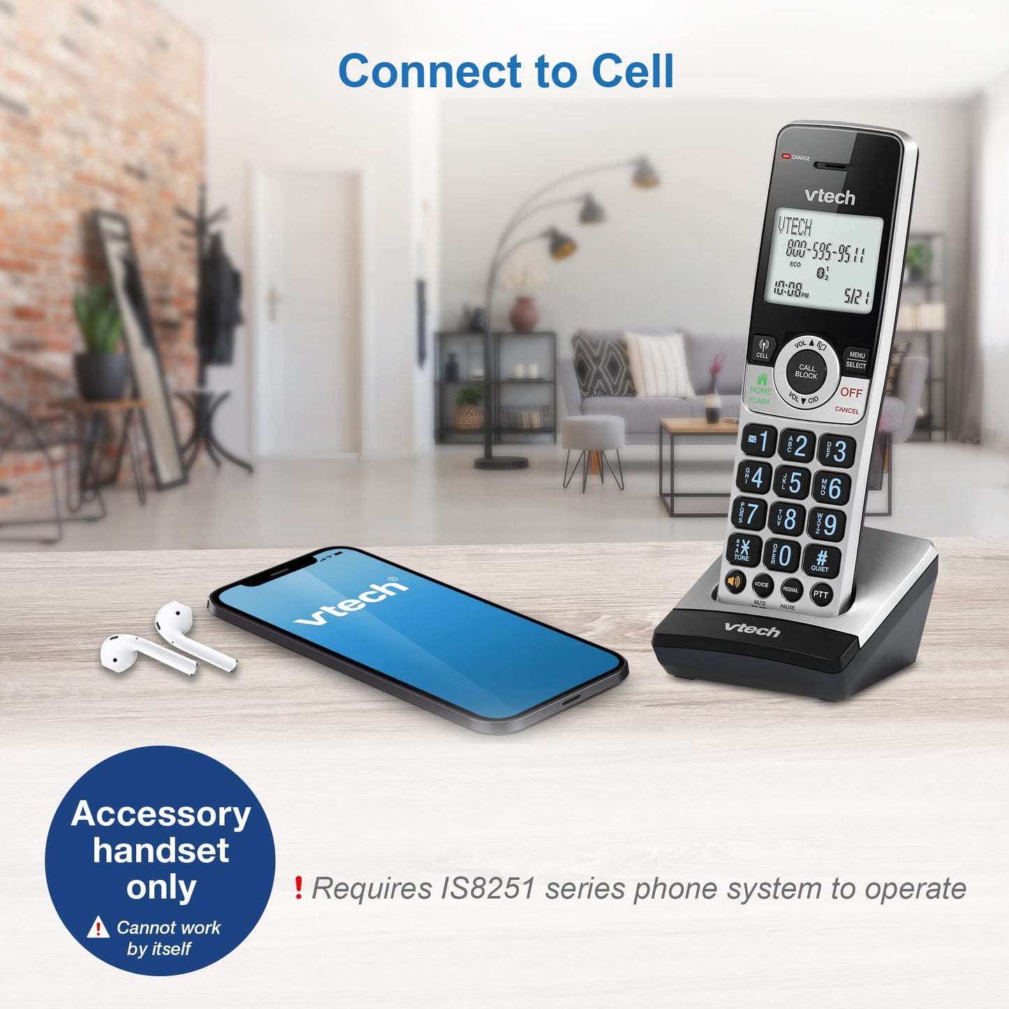 VTech IS8201 Additional Handset for IS8251 Business Grade Cordless Phone Series, Perfect for Home Office, Smart Call Blocking, Answering System