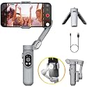 Gimbal Stabilizer for Smartphone w/LED Light Face Tracking Inception Timelapse Handheld Foldable 3-Axis Gimble for iPhone 15 14 13 12 11 Pro Max