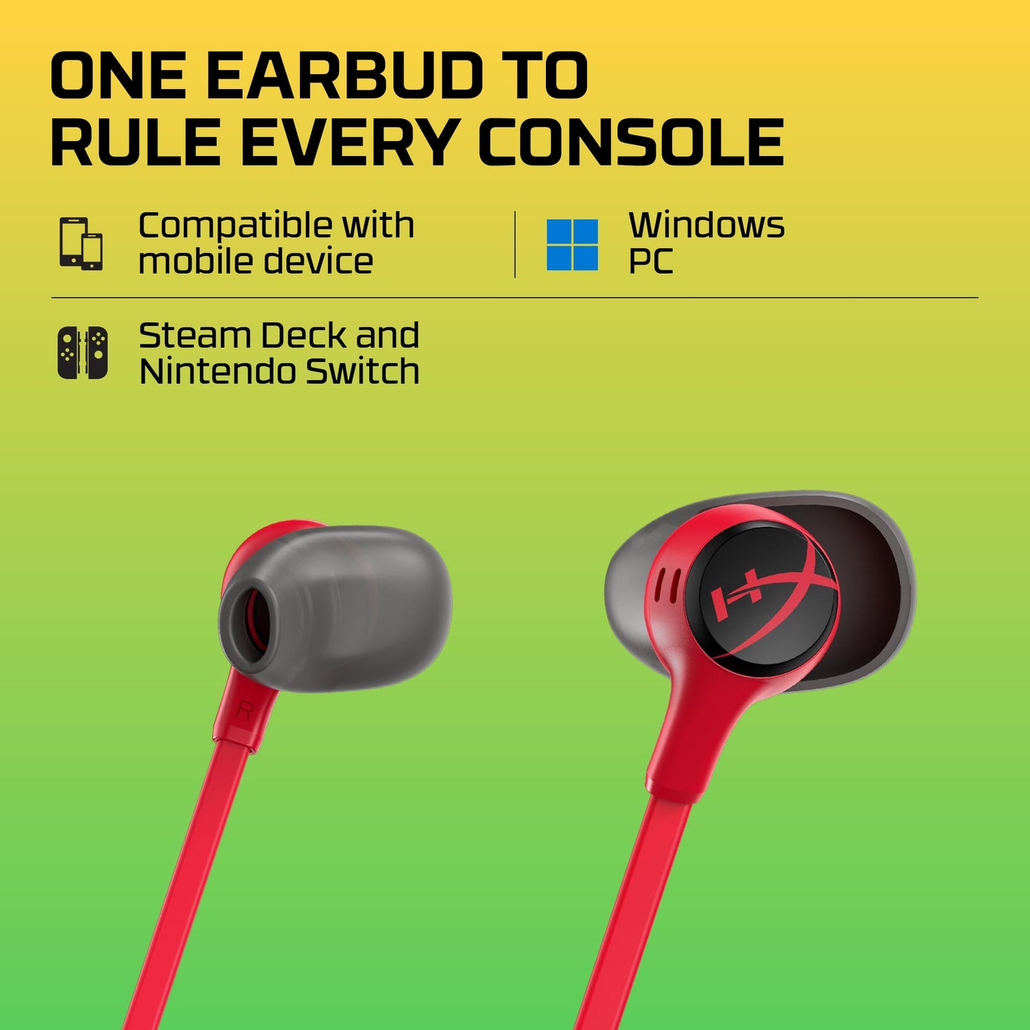 HyperX Cloud Earbuds II 14mm Drivers, Four Eartips, Hard-Shell Carrying Case, Low-Profile 90° Plug, 3.5mm Plug, Built-in Microphone, Multi-Function