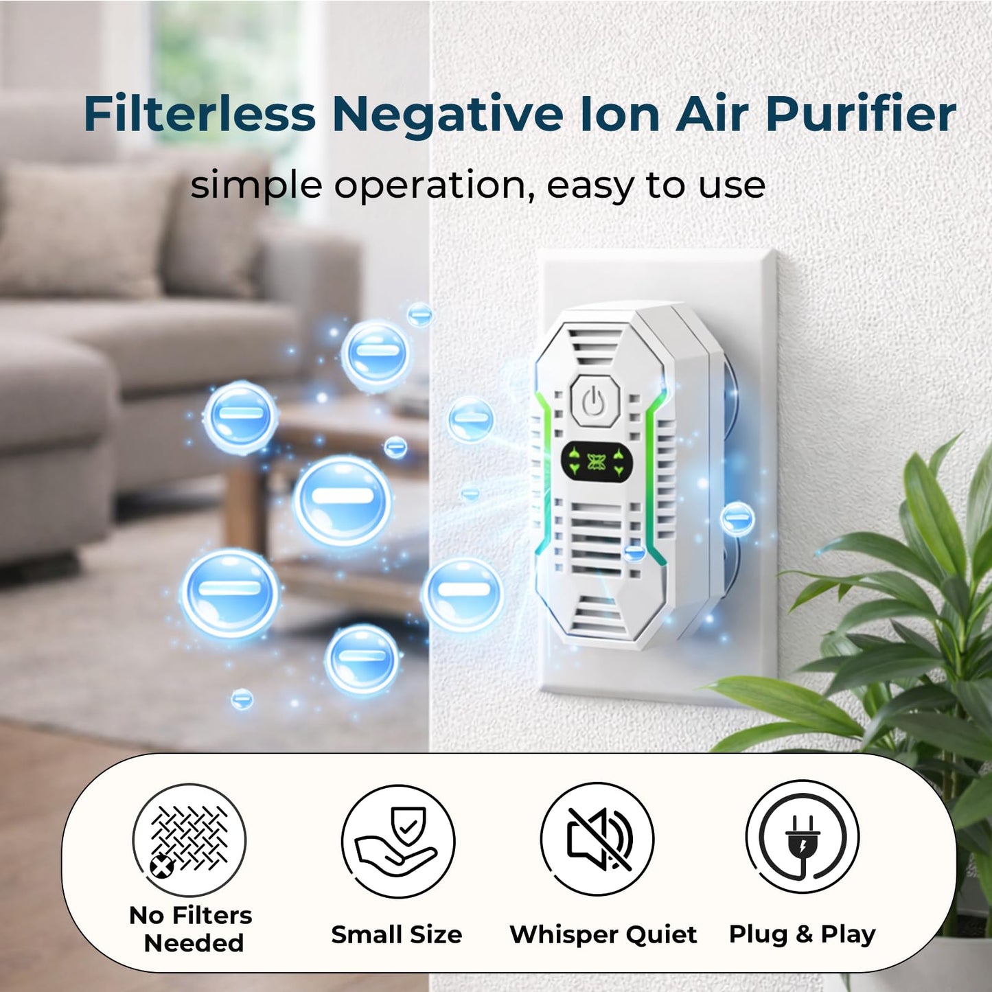 Cappsu Air Ionizers for Home 4-Pack, Filterless Negative Ion Generator