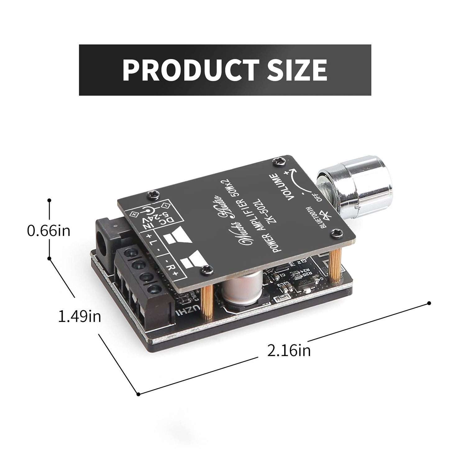 Wuzhi Audio ZK-502L Power Amplifier Board Class D AMP Module for DIY Wireless Speaker (ZK-502L)