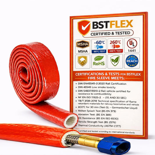 1.57"(40mm) ID Heat Shielded Fire Thermo Armor Fire Sleeve Silicone Coated Fiberglass for Automotive Hose Lines & Electrical Wiring Red, 5 feet
