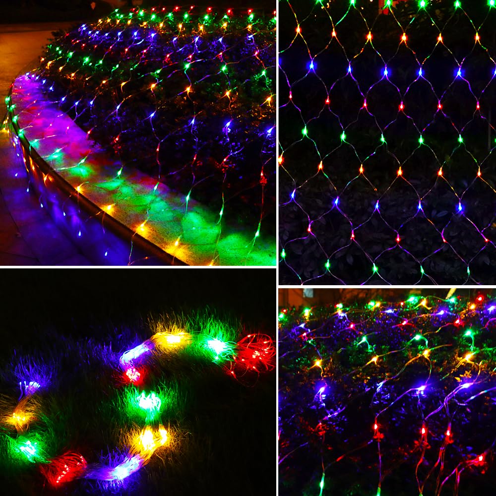 Vicila LED Net Light Christmas Mesh Lights, 240LED Timer Tree Warp Fairy Lights Outdoor Hanging String Light for Christmas, Halloween, Garden