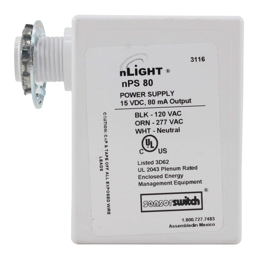 Sensor Switch NPS-80 nLIGHT Occupancy Sensor Power Pack, 15Vdc 80mA, 120/277V
