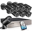 ZOSI 8CH 4-in-1 HD-TVI 1080N/720P Video Security System DVR Recorder with 8X 1280TVL Indoor/Outdoor Weatherproof CCTV Cameras 1TB Hard Drive