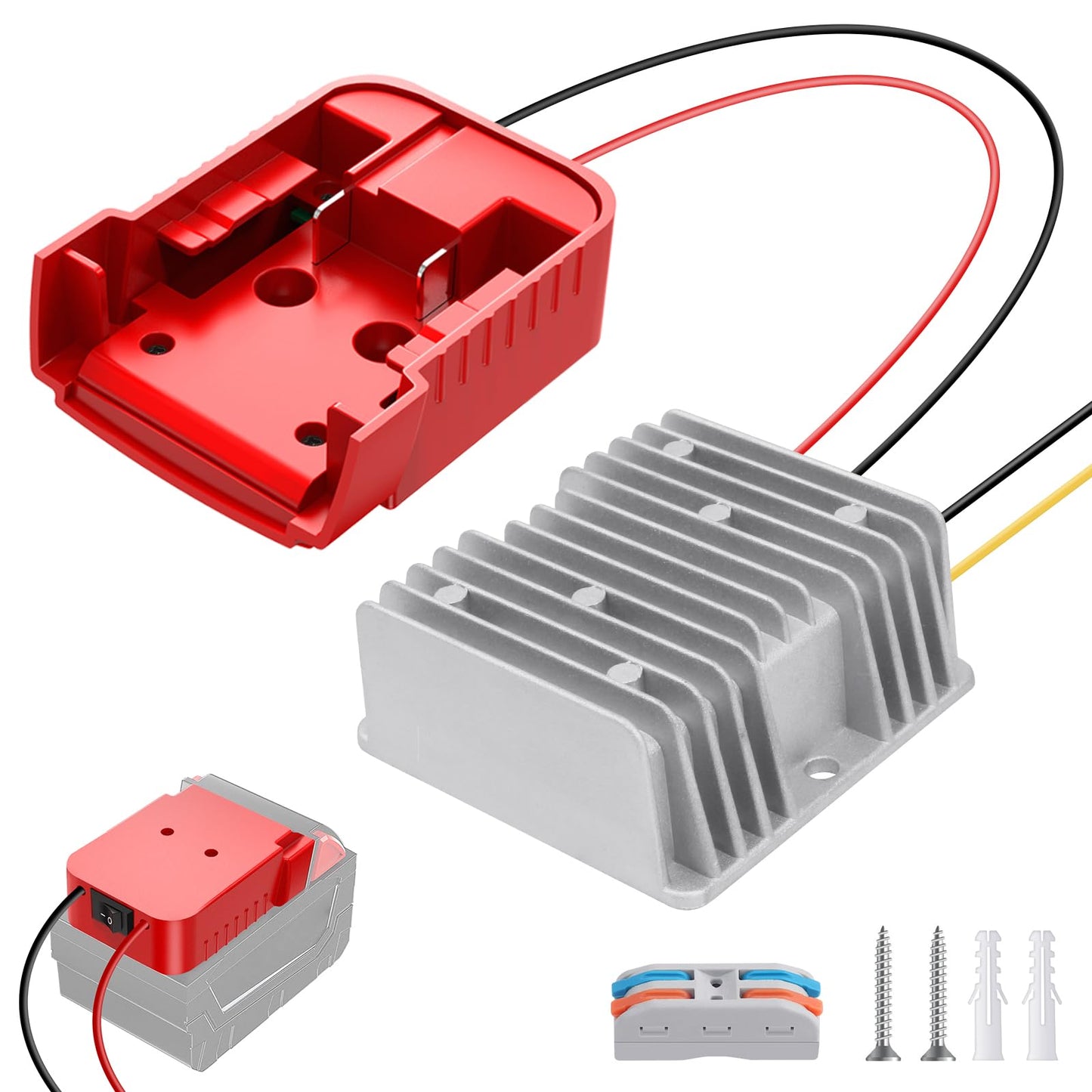 DC Power Aadpter for Milwaukee M18 Battery 18V to 12V Step Down Voltage Converter 15A MAX 180W Inverter Automatic Buck Converter DC Voltage Regulator…