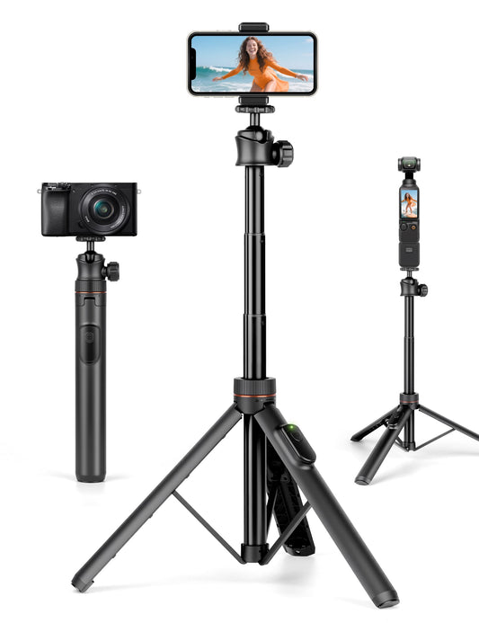 JOILCAN Tripod for iPhone & Camera, 64" Selfie Stick with 360° Ball Head Remote & Phone Holder, Extendable Portable Phone Tripod Stand for Travel Vlog