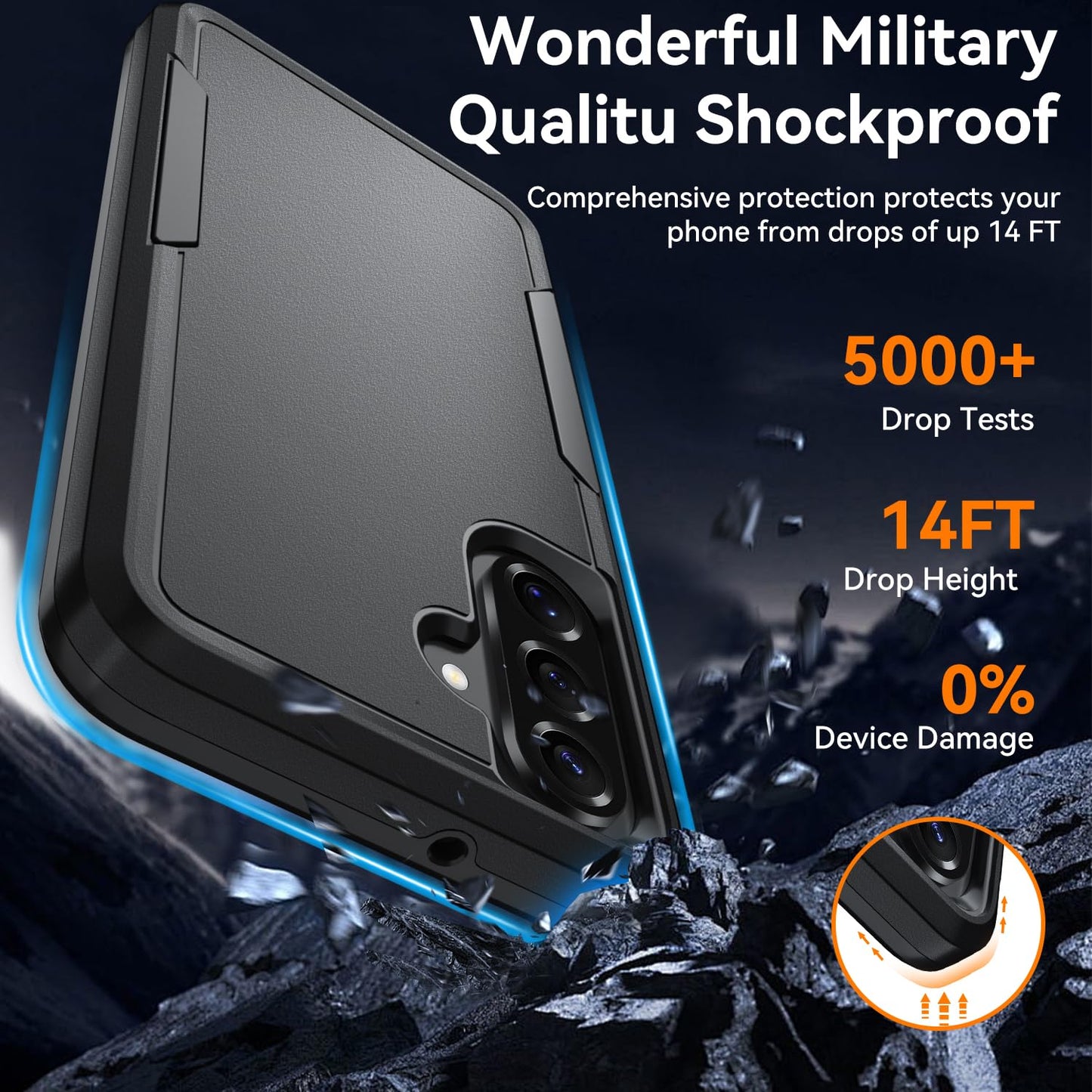 Suncasetor for Samsung Galaxy A17 5G Case with HD Screen Protector, Military Grade Drop Protection, Heavy Duty Full Body Shockproof Phone Case