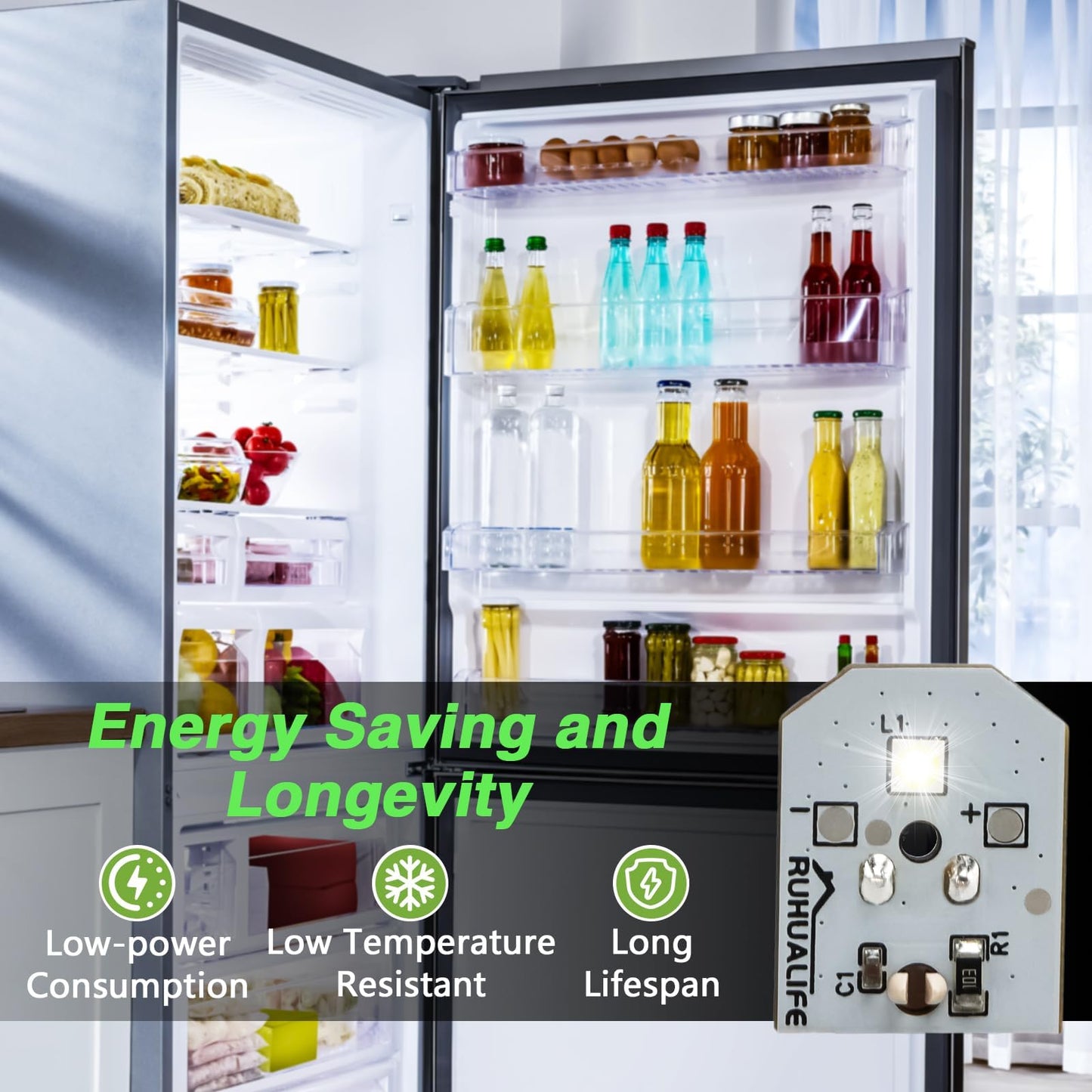RUHUALIFE 6 PCS Refrigerator LED Lights Refrigerator Bulbs Refrigerator Lamp Modules Compatible with GE Replace#: WR55X30602 WR55X26486 WR55X11132