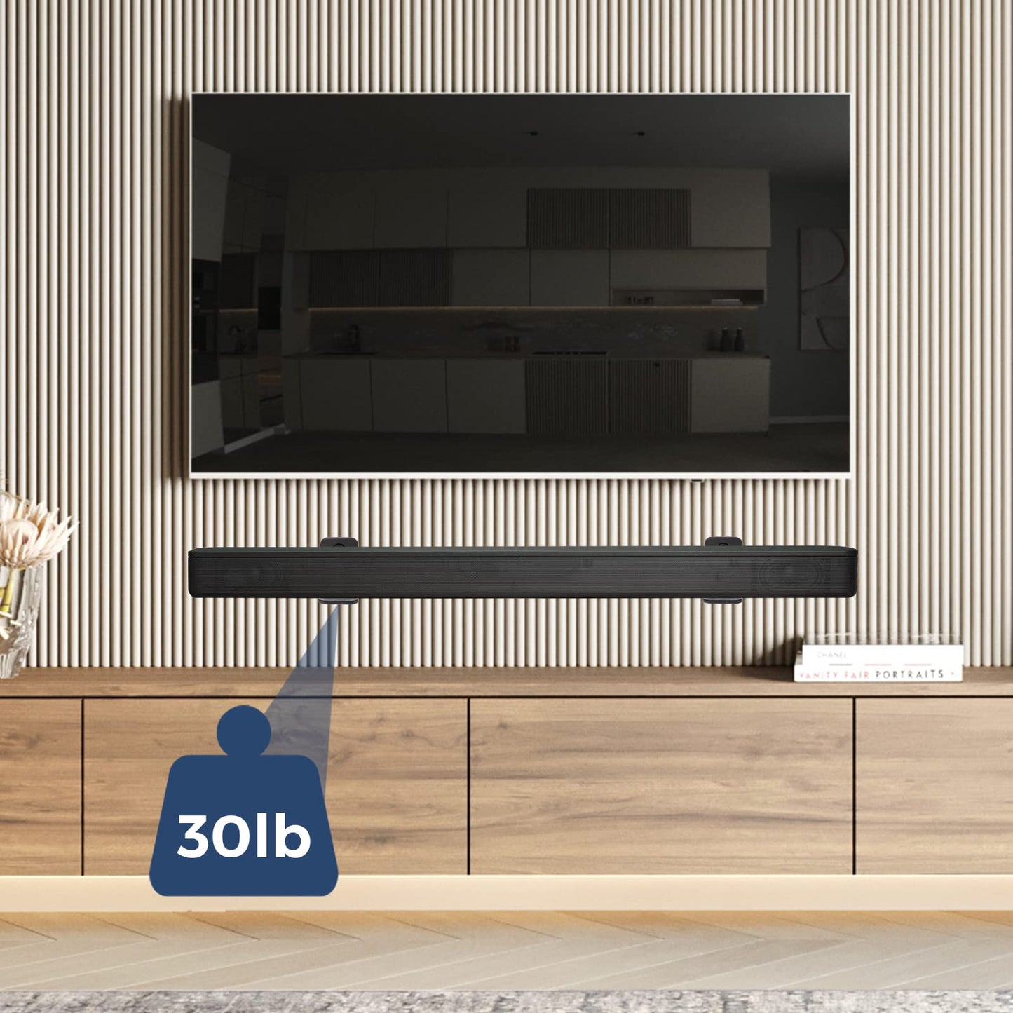 SHTCSZBA Universal Sound Bar Mount Brackets Wall Mount Shelf for Samsung, Sony, LG, JBL, Polk Audio, Vizio, Roku, Bose, Onn Soundbar Mount Mounting