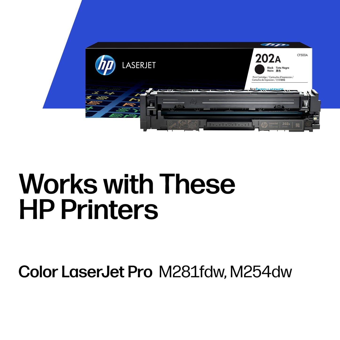 HP 202A Black Toner Cartridge Printers | Works with Color LaserJet Pro M254; Color LaserJet Pro MFP M281 Series | CF500A