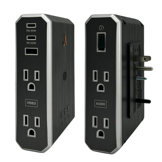 Austere VII Series, Wall Power 4 Outlet Surge Protector, 3500 Joules, Isolated EMI/RFI Filtering, 2 USB-C 45W & 20W Fast Chargers, 1 USB-A 2.4 amps