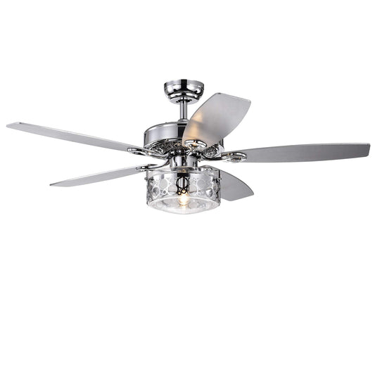 Warehouse of Tiffany CFL-8414REMO/CH Pamerine 52-Inch Chrome Clear Glass Shade (Includes Remore and Light Kit) Ceiling Fan, One Size